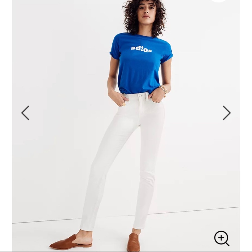 9” High waisted Madewell white denim jeans